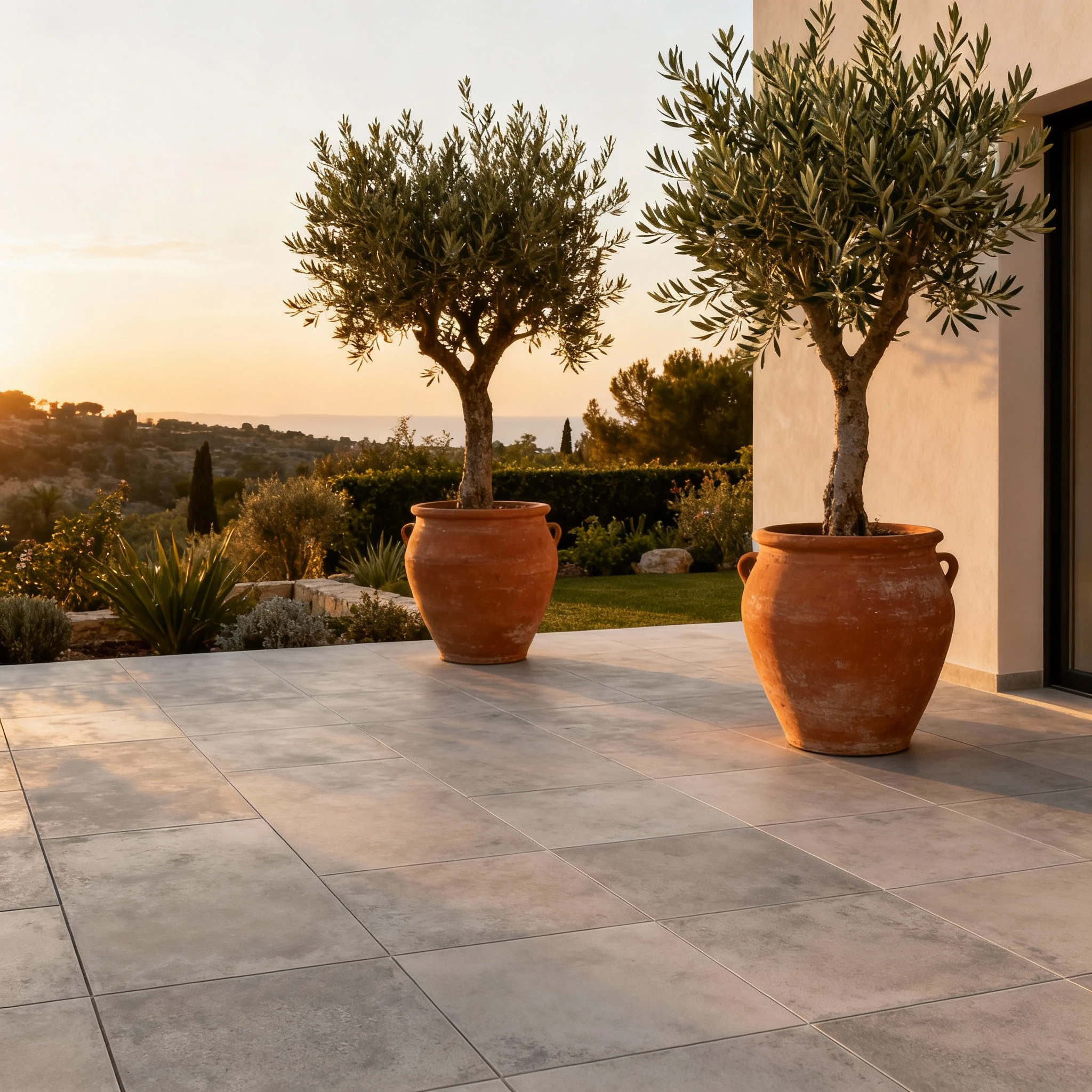 Terrasse avec carrelage extérieur